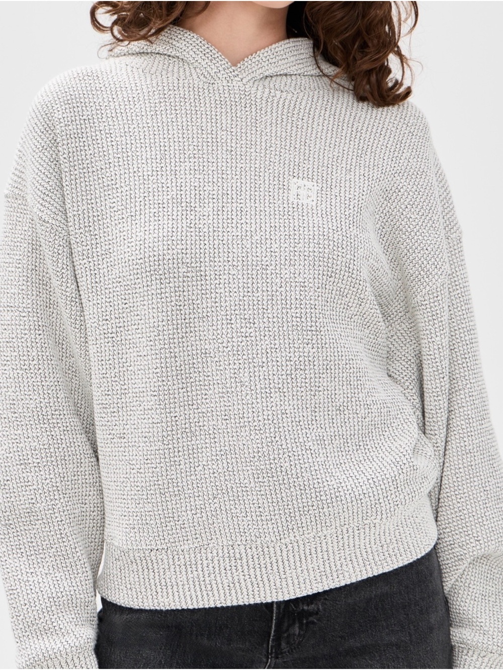 Anine Bing Framed Monogram Alec Hoodie Sweater
